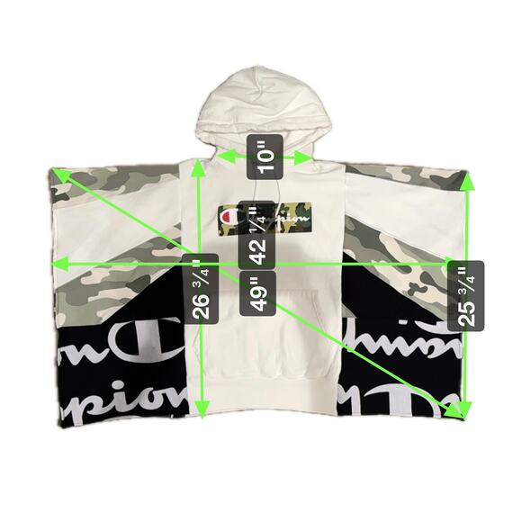 NEW Handmade Upcycled Champion Poncho Size SM-LG | SAME DAY SHIP or NEXT DAY - Picture 7 of 7